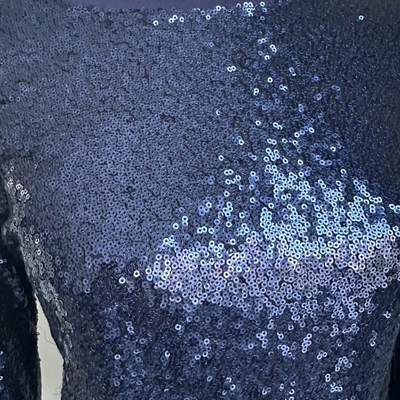 Cupio Navy Sequin cocktail Dress. Long sleeves.  Sparkles. - Picture 6 of 9